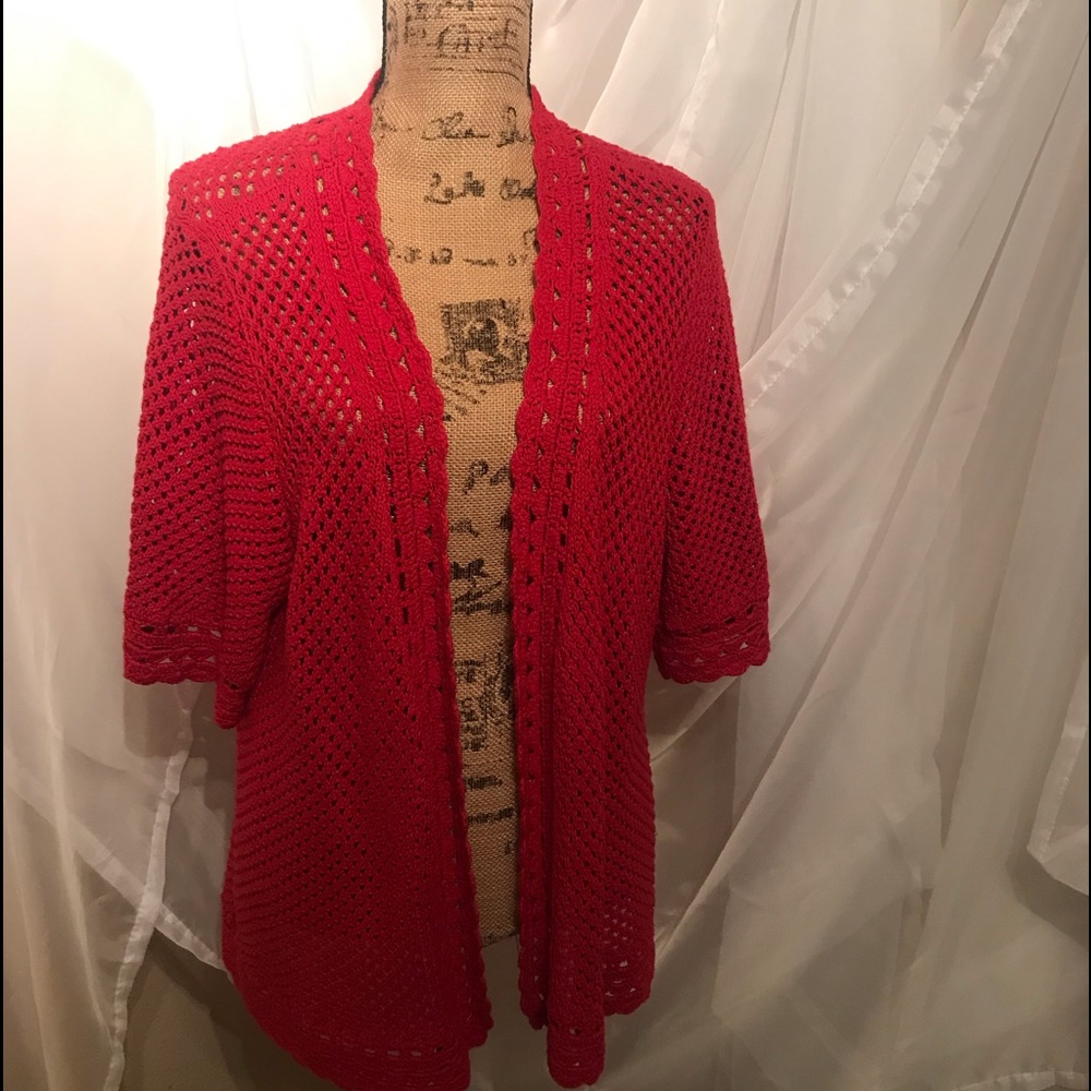 ❤️ 3/$15 ❤️ Dress Barn 1x red sweater cardigan